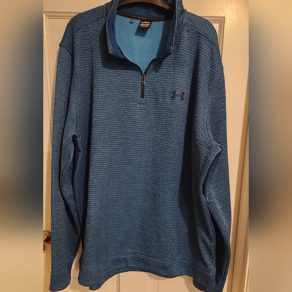 Under Armour Blue With Black Stripe Quarter-Zip Pullover, Size XXL